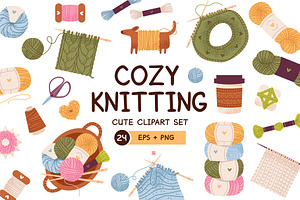 Knitting Clipart Set | Cozy Yarn, a Work Illustration by vik.stock