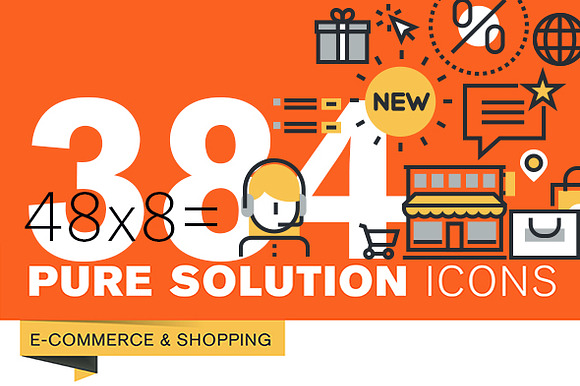 Flat Line Icons Of Shopping