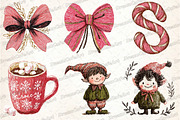 Cute Christmas Doodles Watercolor, an Illustration by DreamCafeArt (Thumbnail 3 of 7)
