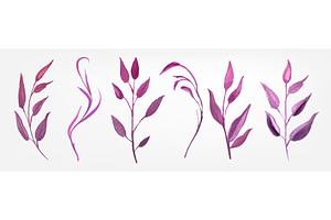 Pink watercolor foliage with, an Object Illustration by art PVP - market