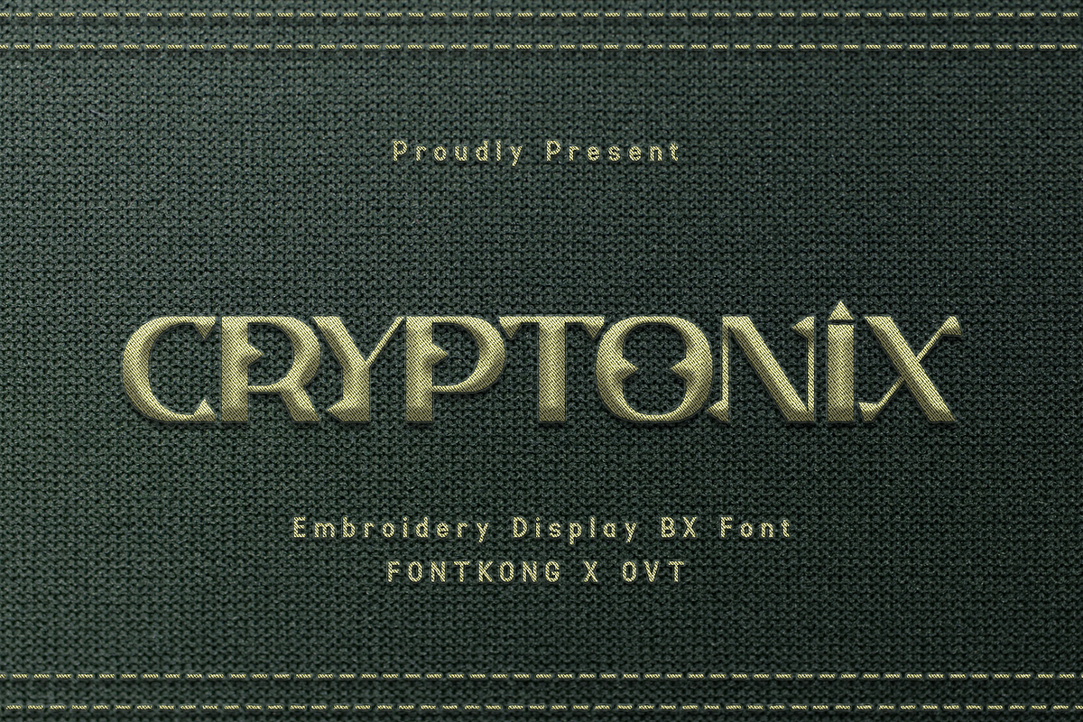 Cryptonix-Embroidery Display BX Font, a Serif Font by overlaytemplates (Photo 1 of 5)