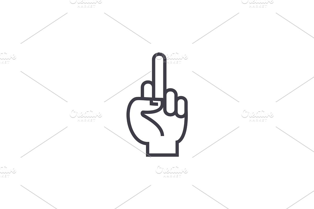 fuck you hand linear icon, sign, symbol, vector on isolated background, a Person Illustration by urban icon