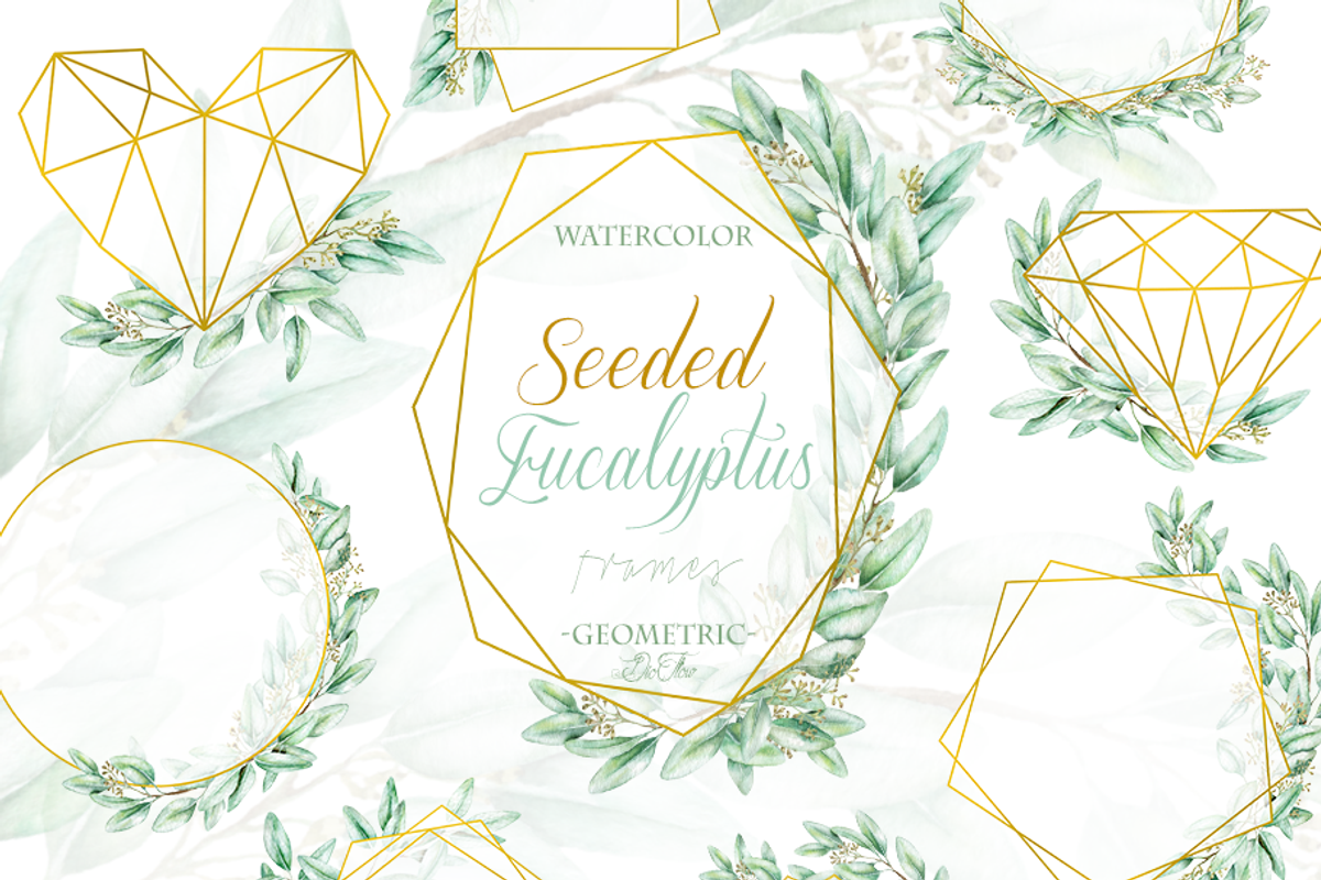 Seeded Eucalyptus Geometric Frames, a Decorative Illustration by DioFlow (Photo 1 of 5)