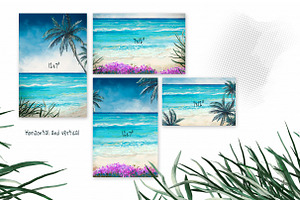 Watercolor Beach Landscape Clipart