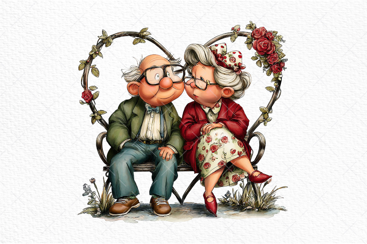 Romantic Elderly Couple Png Bundle, an Illustration by Craft Nest (Photo 9 of 11)