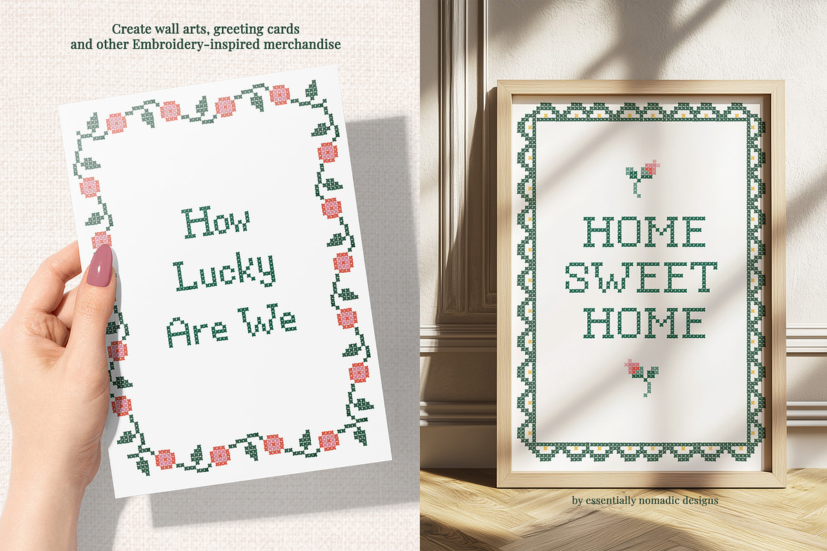 Cross Stitched - Frames & Letters, a Decorative Illustration by Essentially Nomadic (Photo 7 of 11)