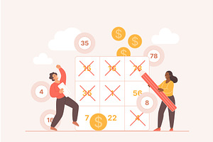 Game woman lottery bingo gambling, a Person Illustration by Lemberg Vector