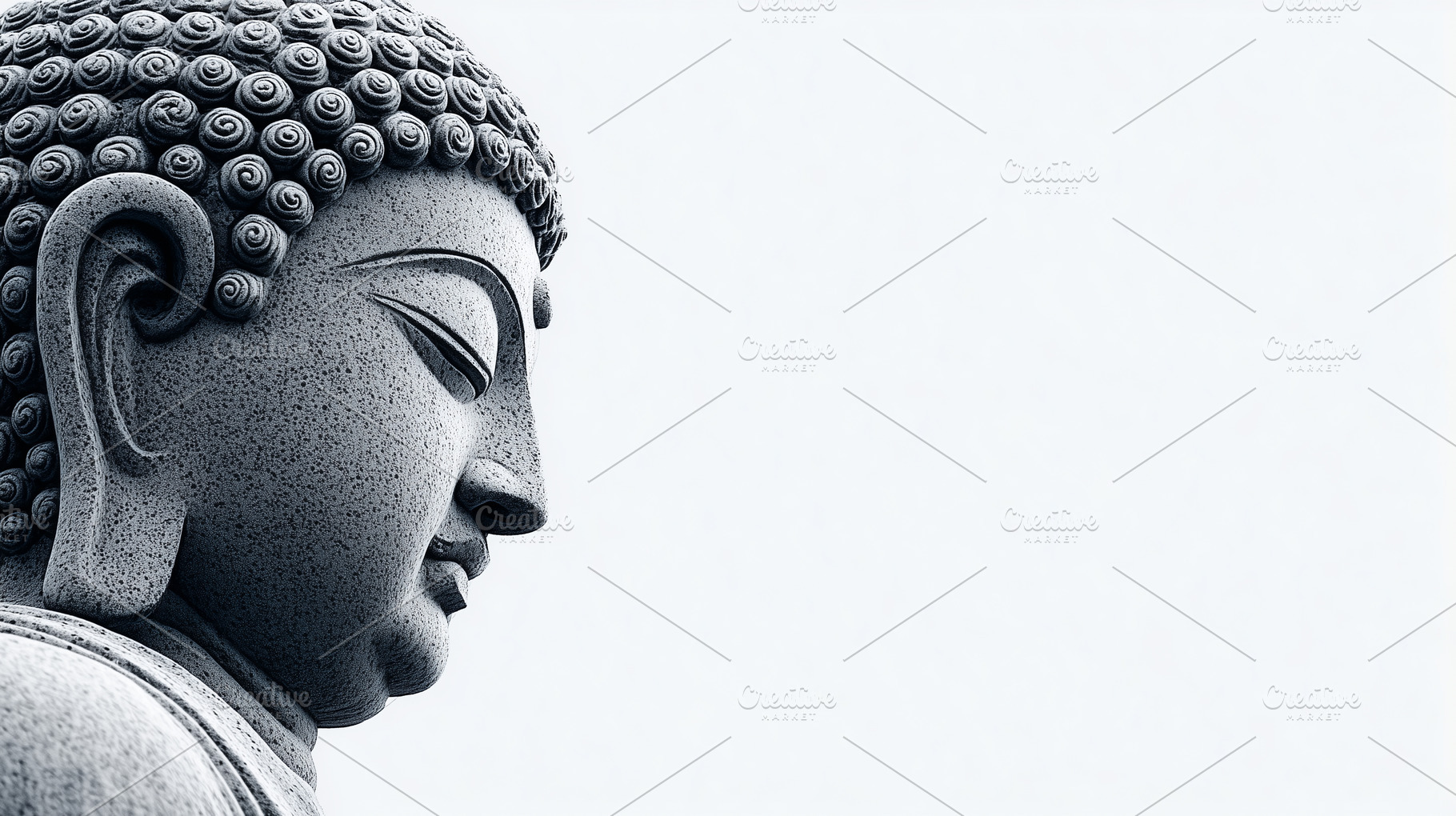 Head of buddha statue on white, a Holiday Photo by MistyDay