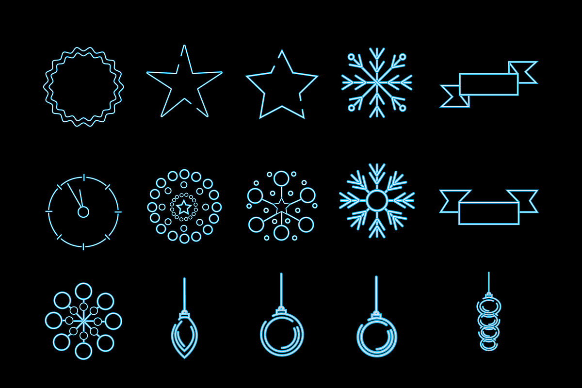 Neon Christmas Icons Set, a Templates & Theme by studiogstock (Photo 2 of 2)