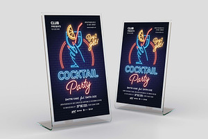 Neon Cocktail Party Flyer Template