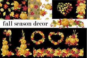 Set With Autumn Decor Elements