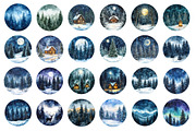 Watercolor Winter Forest clipart, an Illustration by SinaCreation (Thumbnail 2 of 5)