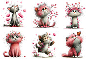 Whimsical Spring Cats Clipart Bundle, an Illustration by Dream Creation (Thumbnail 5 of 6)