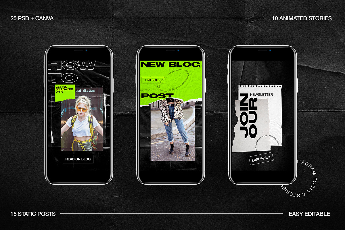 Neon Instagram PSD + Canva, a Social Media Template by Marie T (Photo 5 of 15)