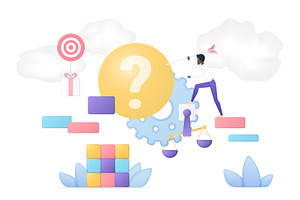 Volumetric decision making process, a Person Illustration by Lemberg Vector