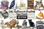 Cute Halloween Reading Clipart, an Illustration by Black Bird Studio (Thumbnail 1 of 6)