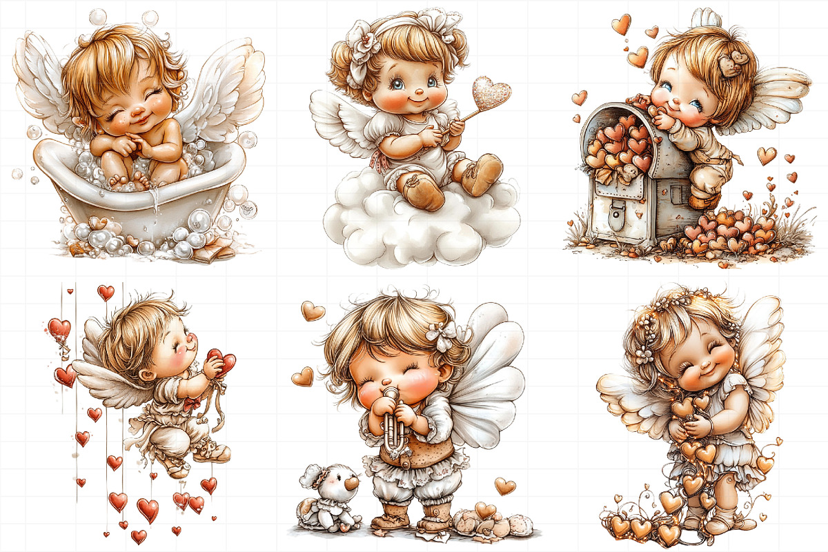 Whimsical Cupid With Hearts Clipart, an Illustration by Daily.Designs (Photo 5 of 8)