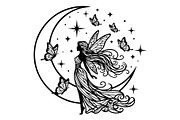 Fairy Moon Butterfly Silhouette, an Object Illustration by Gaye Art (Thumbnail 12 of 31)
