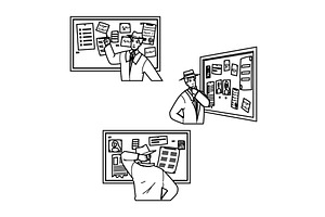 criminal detective board vector, a Person Illustration by pikepicture