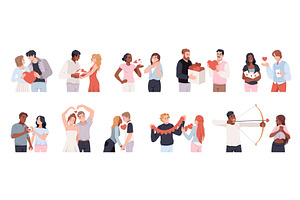 Romantic people with hearts. Funny, a Person Illustration by YummyBuum