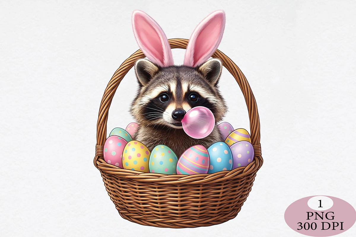 Funny Raccoon Bubblegum Easter Png, an Illustration by Daily.Designs (Photo 1 of 5)