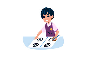 Schoolboy drawing emotions on paper, an Object Illustration by pikepicture