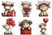 Whimsical Valentine-highland Cow Cli, an Illustration by Libby Wishes (Thumbnail 4 of 8)
