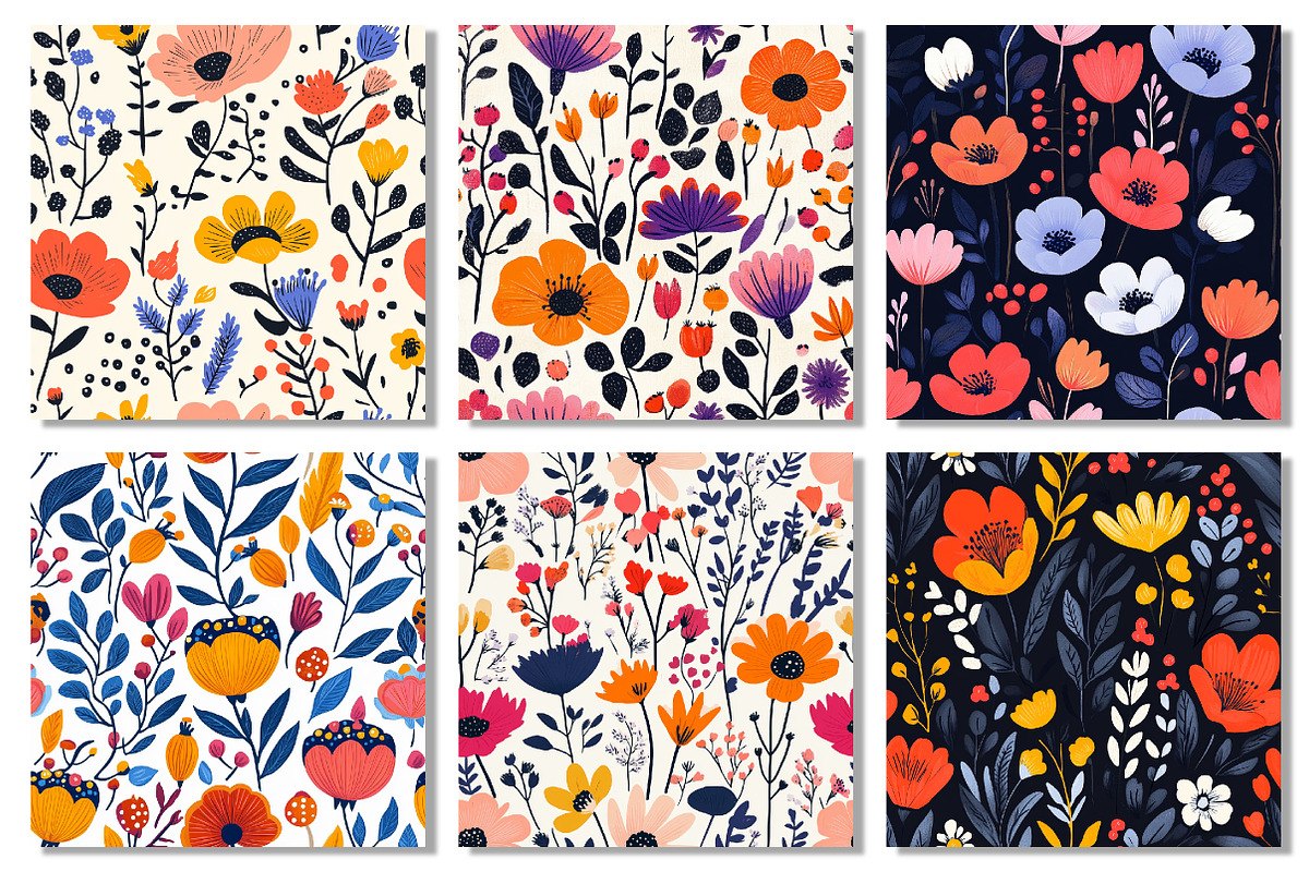 Abstract Flower Patterns Bundle, a Texture Illustration by Dream Creation (Photo 3 of 6)