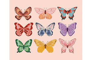 cute butterflies set, an Animal Illustration by studiogstock