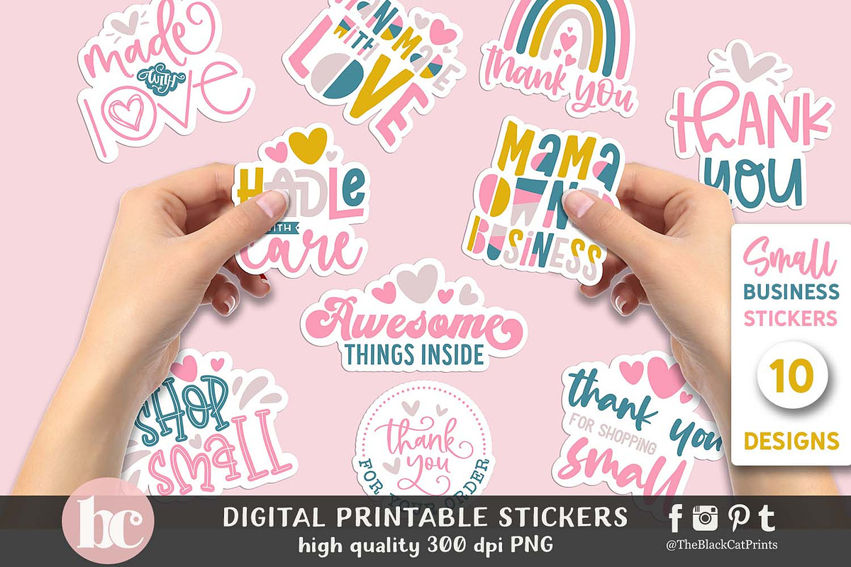 Small Business Sticker Pack PNG EPS, a Work Illustration by TheBlackCatPrints (Photo 2 of 2)