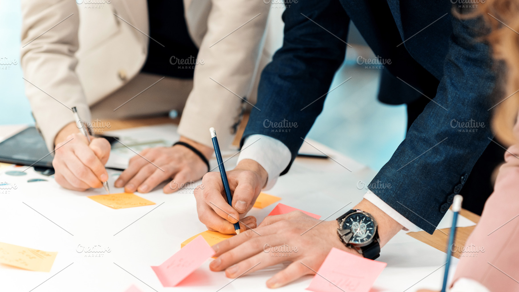 Business meeting in an office, a Business Photo by frimufilms