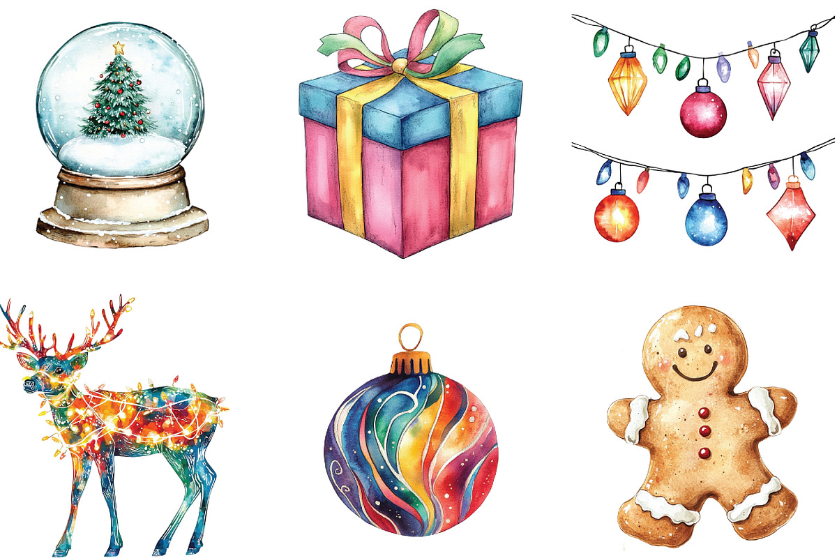 Christmas Doodle Sublimation Clipart, an Illustration by CraftArtStudio (Photo 3 of 6)