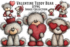 Valentine's Teddy Bear Clipart, an Illustration by Dream Creation