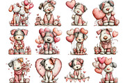Whimsical Valentine Dog Clipart, an Illustration by Designking (Thumbnail 2 of 5)
