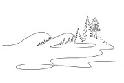 Landscape with Lake woods mountains, a Seasonal Illustration by Valenty (Thumbnail 2 of 3)