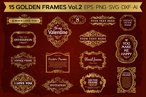 15 Golden Frames Backgrounds Set #2