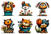 Whimsical Easter Cat Clipart PNG, an Illustration by Dream Creation (Thumbnail 2 of 6)