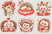 Valentine’s Day Hedgehog Clipart, a Seasonal Illustration by SVGArt (Thumbnail 2 of 5)