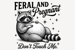 Feral and Pregnant Raccoon Maternity, a Work Illustration by Sublimation Artist