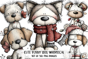 Cute Funny Dog - Whimsical Clipart, an Illustration by DreamPrint404