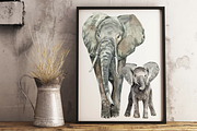 Watercolor Elephants Clip Art, an Illustration by Tati Bordiu (Thumbnail 4 of 4)