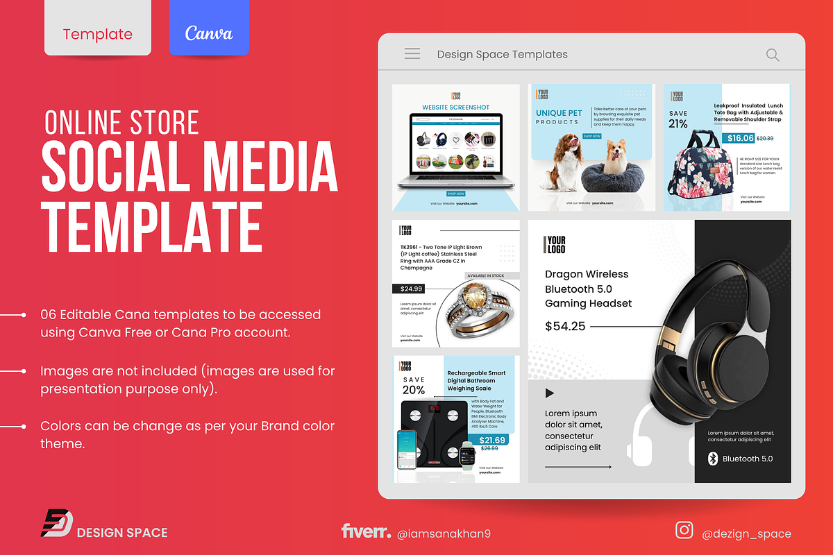 Online store template in Canva, a Social Media Template by Design Space