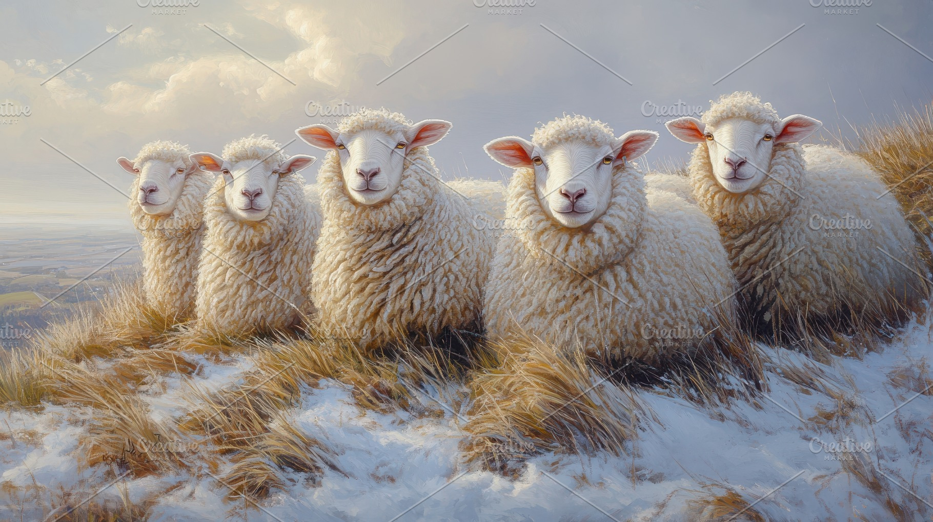 A charming gathering of fluffy sheep, an Animal Photo by Pixeness Studio