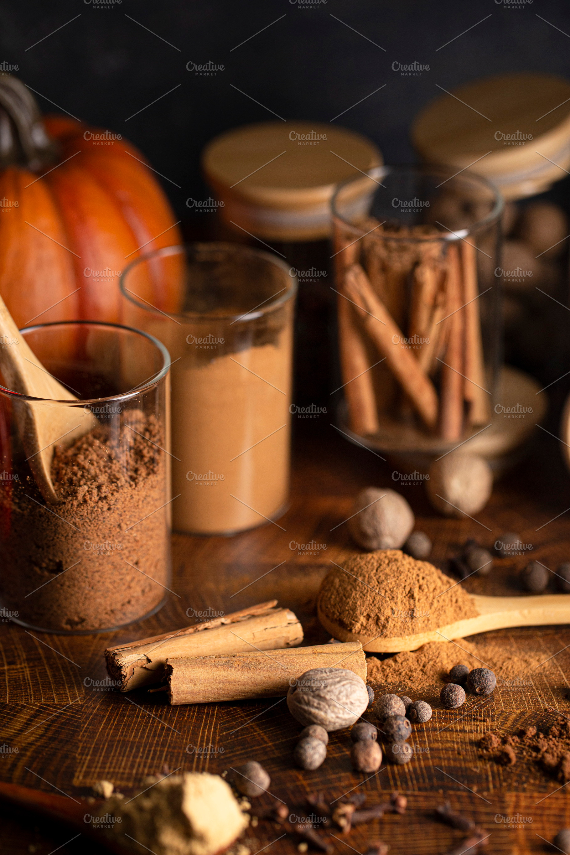 The Ingredients for Pumpkin Spice Cinnamon Nutmeg Allspice Clove