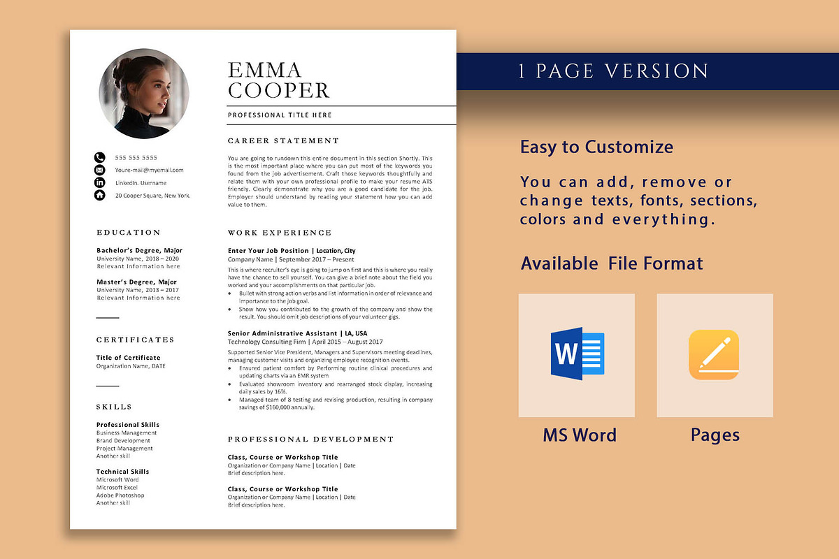 Professional resume template, a Resume Template by VictoriousVita (Photo 2 of 8)