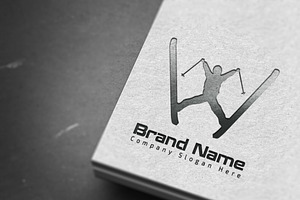 Modern Ski Logo - Vector & Mock-Up