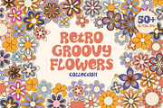 Retro Groovy Flowers Collection, an Illustration by cafelab_store (Thumbnail 1 of 5)