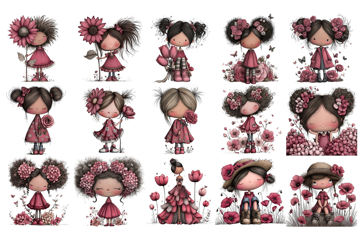 Floral Girl PNG Clipart Watercolor, a Seasonal Illustration by Nicolle's Colorful Art (Photo 4 of 5)