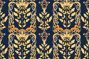 Art Nouveau Autumn Leaves Pattern