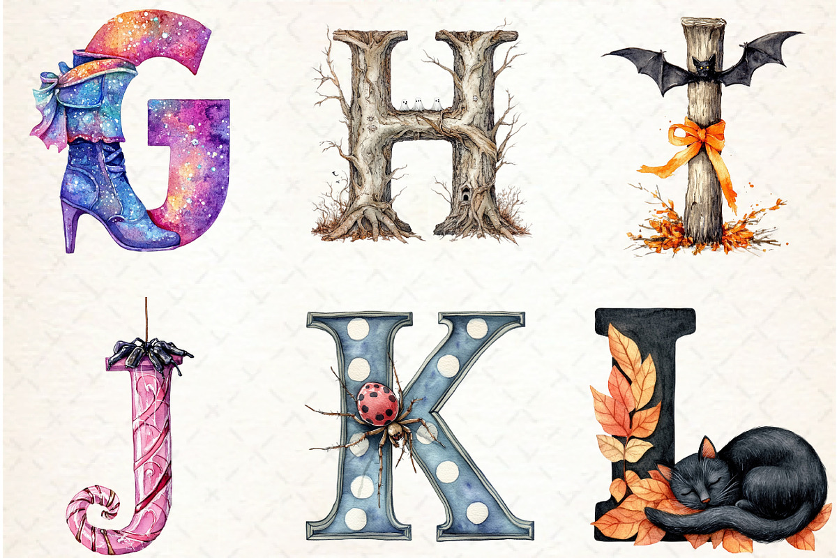 Halloween Alphabet Sublimation Clipa, an Illustration by Libby Wishes (Photo 6 of 7)